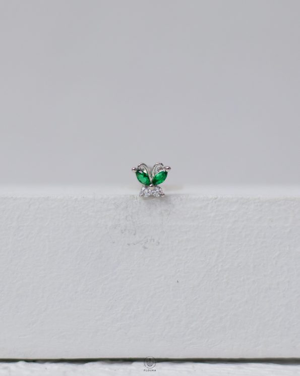 green silver butterfly piercing