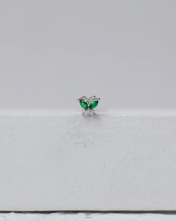 green silver butterfly piercing