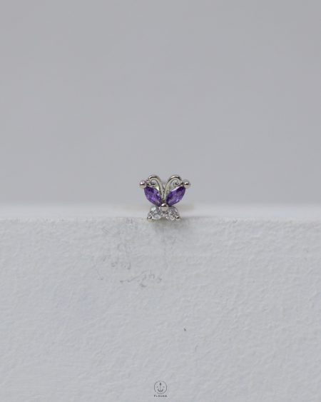 silver lavander butterfly piercing