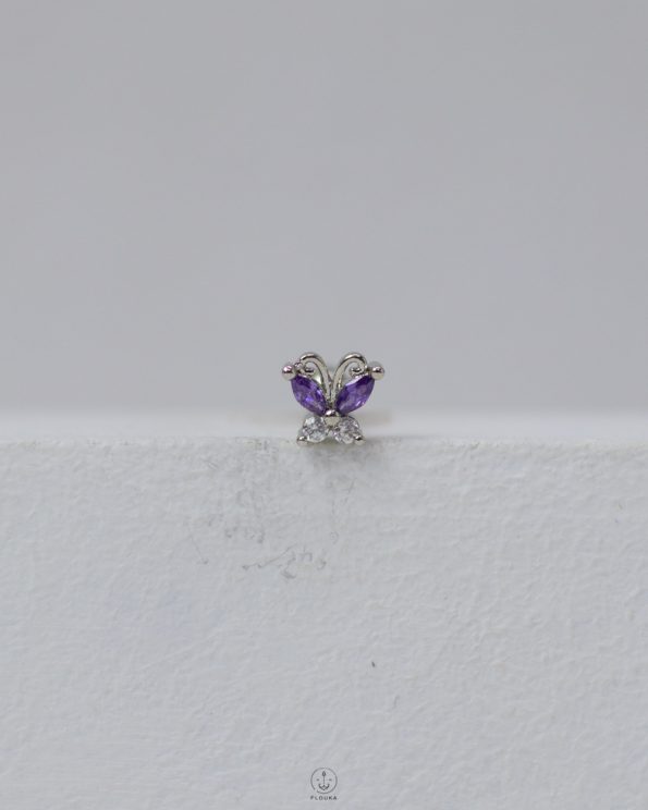 silver lavander butterfly piercing
