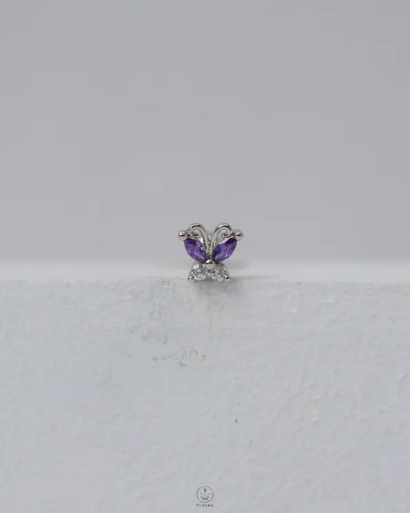 silver lavander butterfly piercing