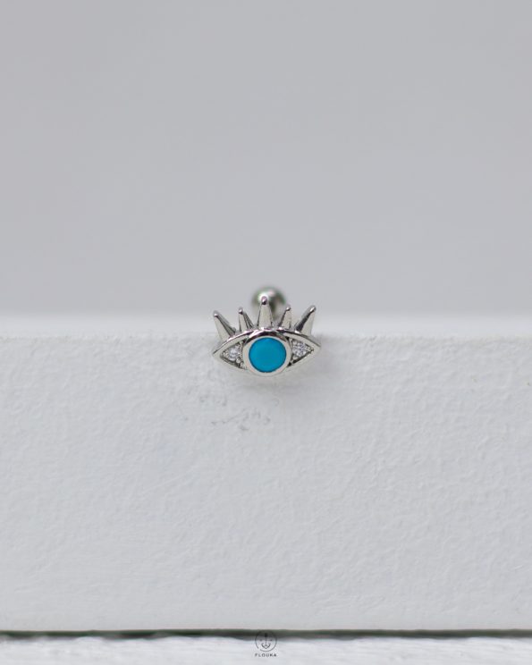 silver blue eye piercing