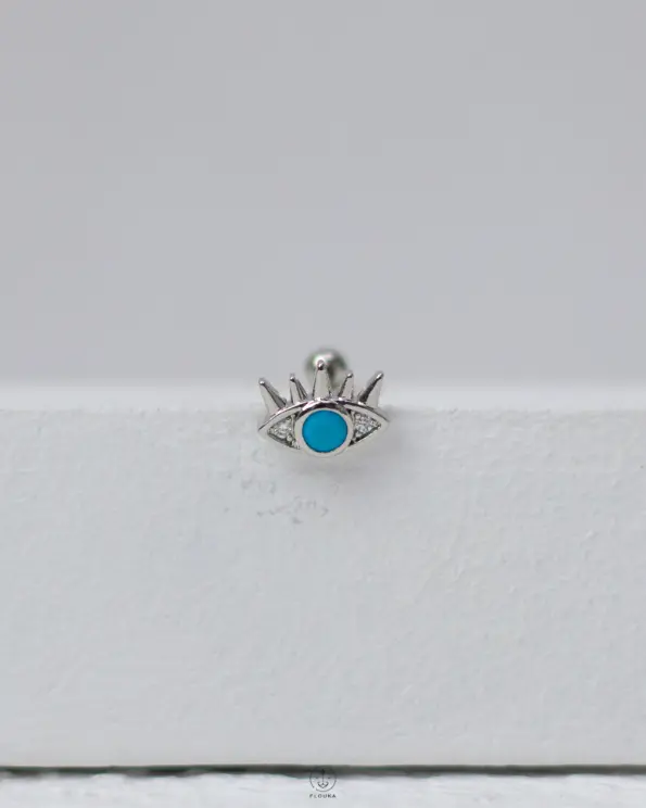 silver blue eye piercing