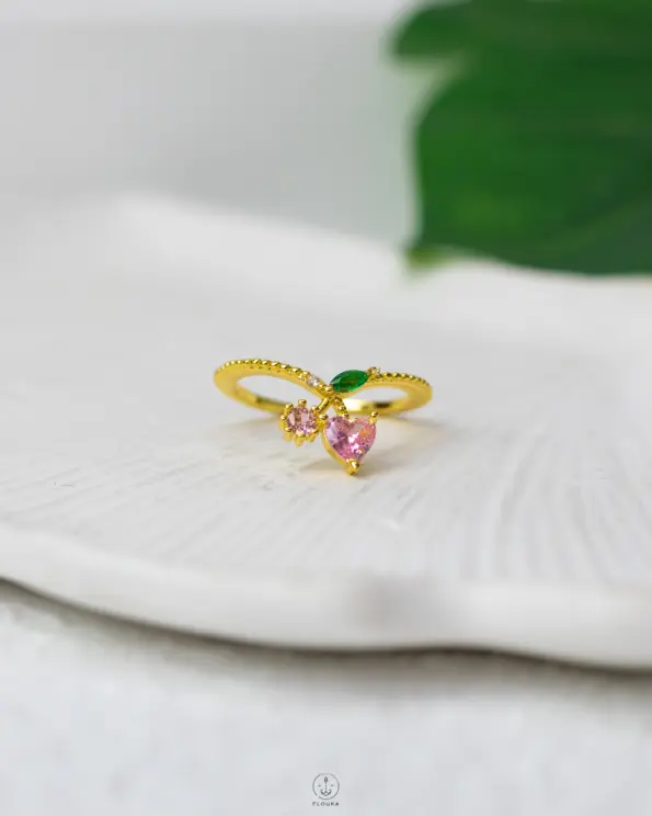 straus pink cherry gold necklace