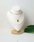 double layers basic black stone necklace