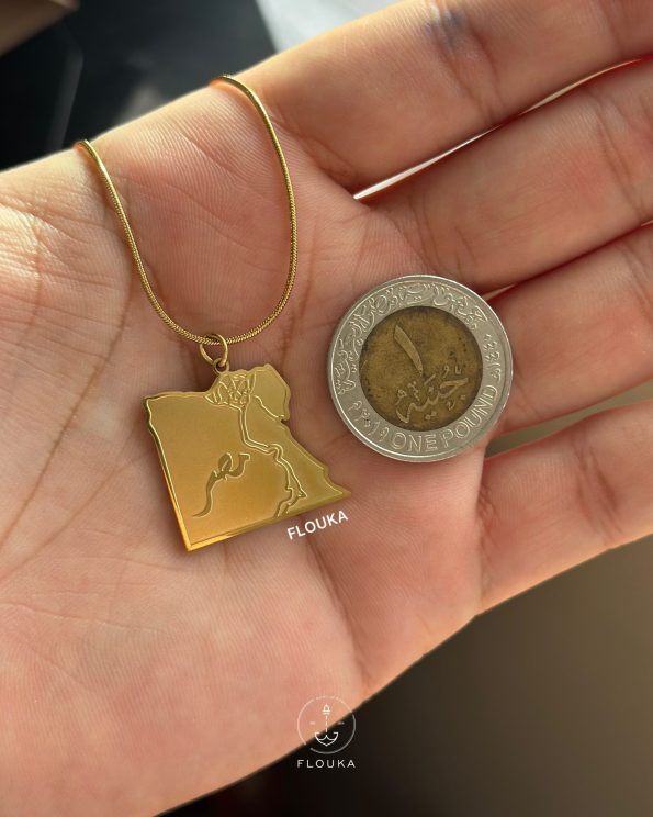 Egypt gold map necklace