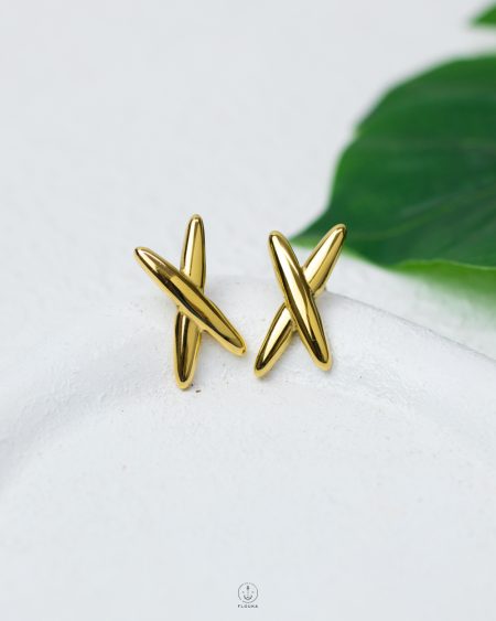 X shape gold earings
