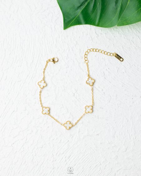 simple white vancleef bracelet