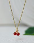 red cherry gold necklace