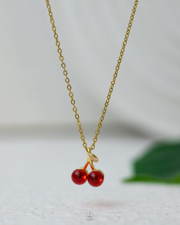 red cherry gold necklace