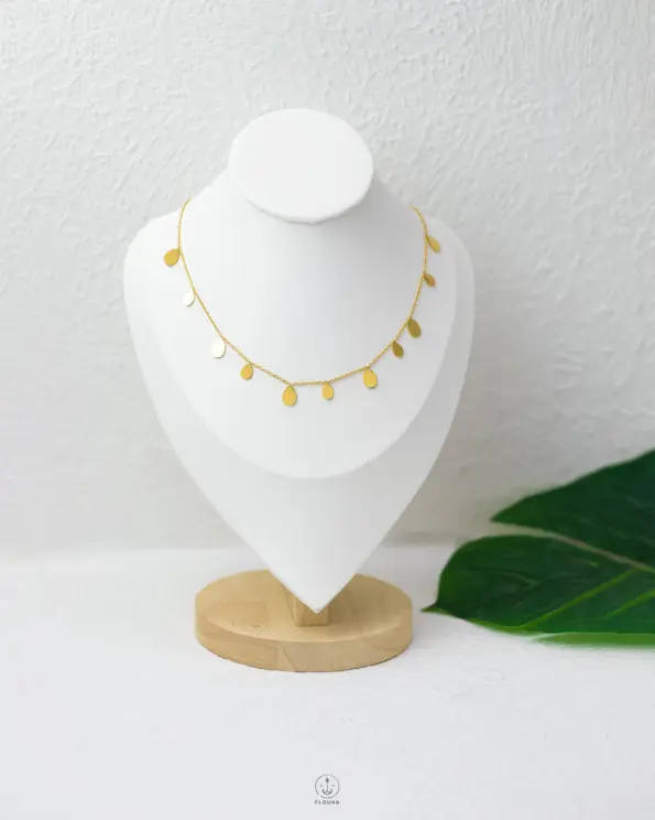 multi drops gold necklace