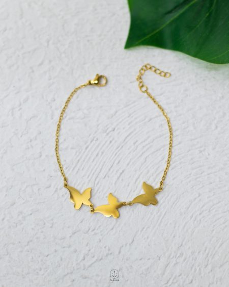 triple butterfly gold bracelet