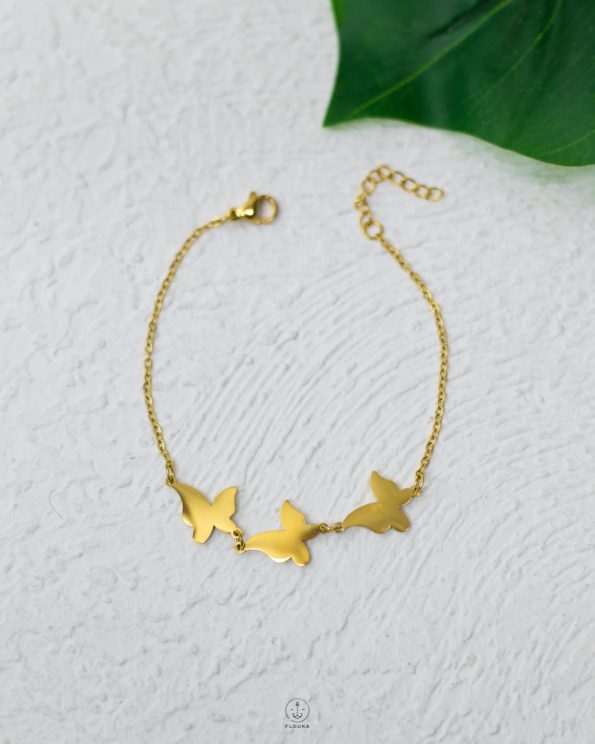 triple butterfly gold bracelet