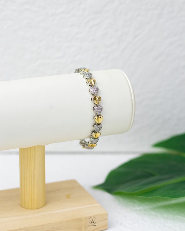 mix straus & gold hearts bracelet