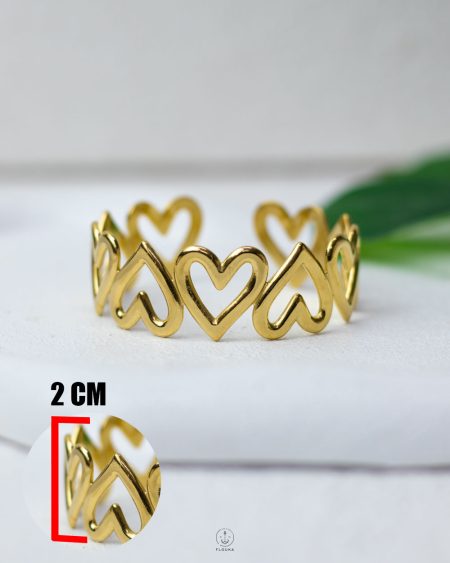 free size many heart gold bracelet