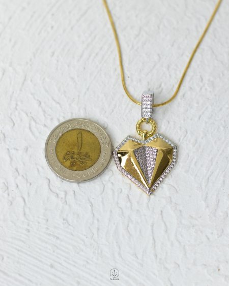 gold and sliver heart mouse necklace