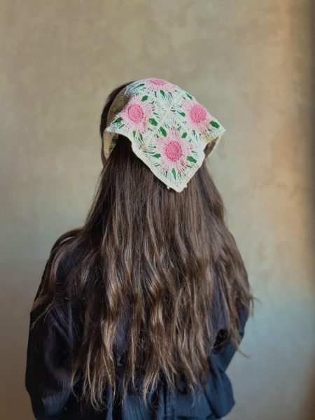 PINK&GREEN FLOWER SCARF