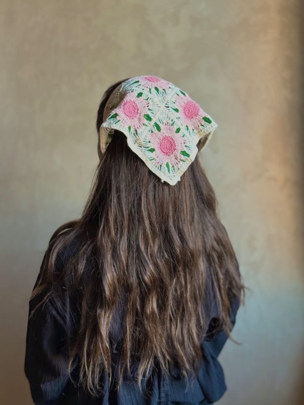 PINK&GREEN FLOWER SCARF
