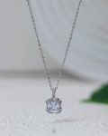 silver mirror stone necklace