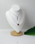 sword of the heart red silver necklace