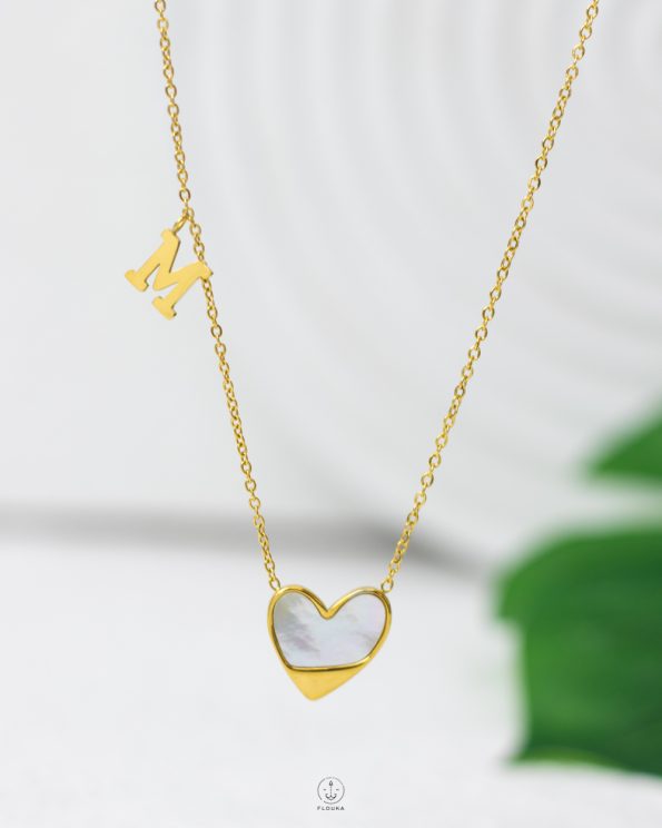 litter M gold heart necklace