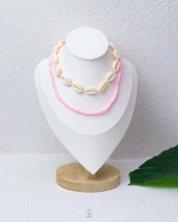 summer pink seashell necklace