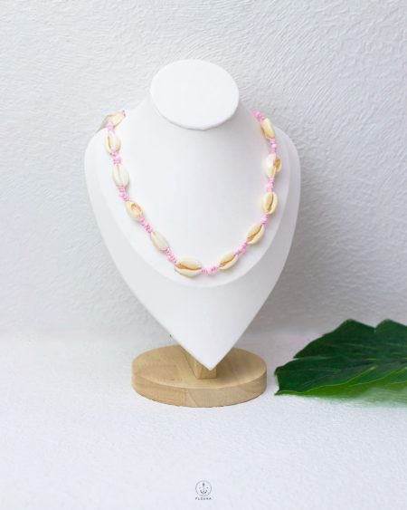 free size summer pink seashell necklace