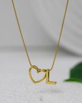 litter L gold trendy heart necklace