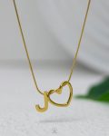 litter J gold trendy heart necklace