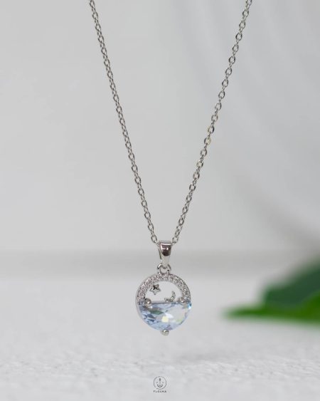 baby blue cloud star necklace