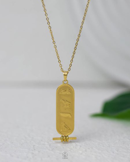ALL gold pharonic bar necklace