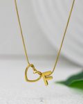 litter F gold trendy heart necklace