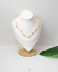 free size summer Beige seashell and tiny pink stars necklace