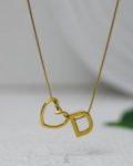 litter D gold trendy heart necklace