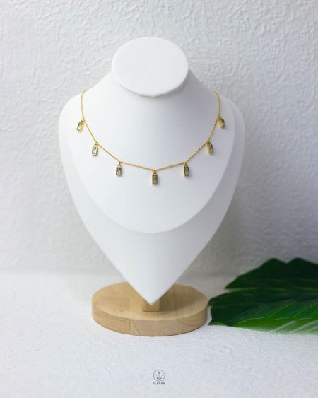 many crystal gold necklace