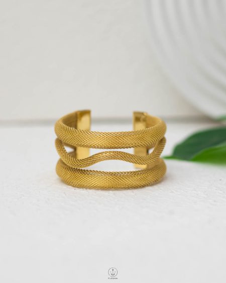 free size three layer gold chunky bangle
