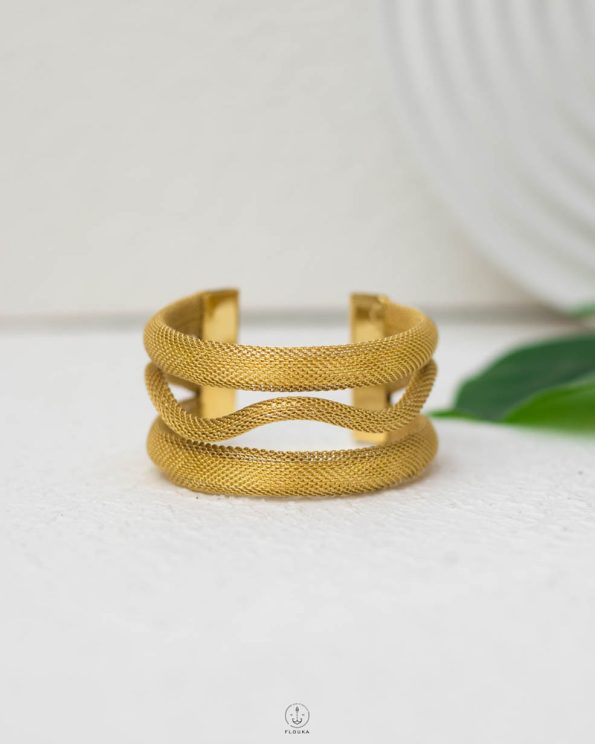 free size three layer gold chunky bangle