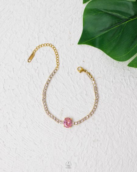 pink straus white tennis bracelet