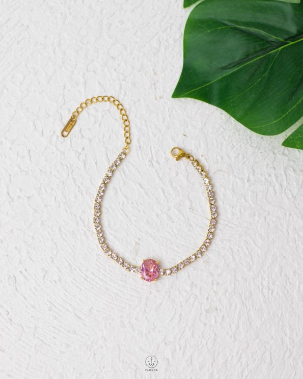 pink straus white tennis bracelet