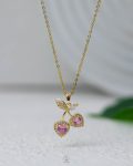 mix pink and white strus silver necklace