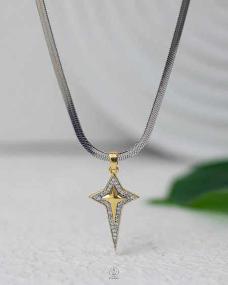 gold space star silver snake necklace