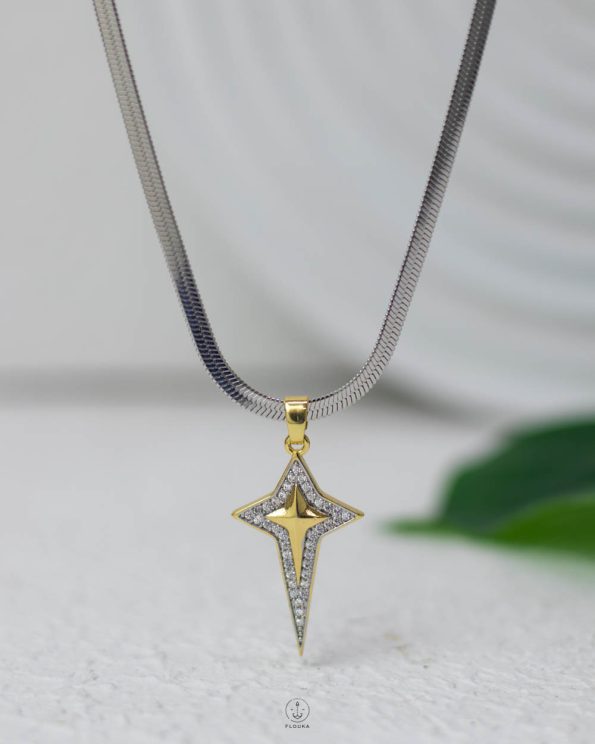gold space star silver snake necklace