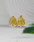 white beads gold earring