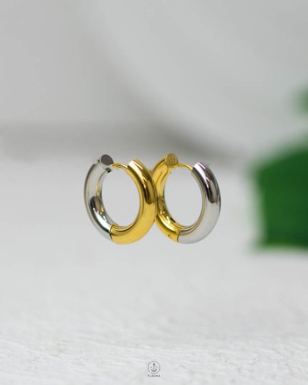 gold & silver circle earring