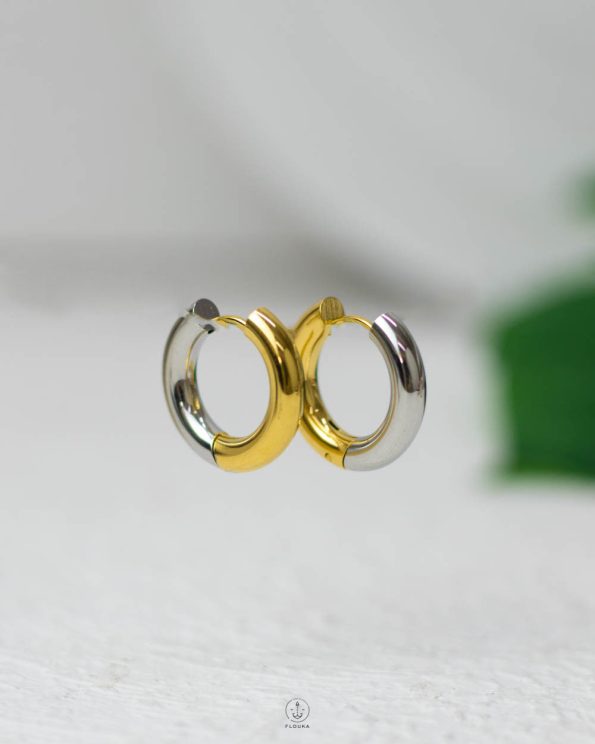 gold & silver circle earring