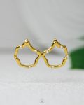 gold wave & beads earring