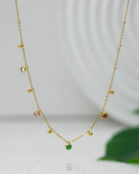 colorful struas gold necklace