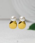 gold Eye tear square & beads earring