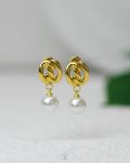 gold tie & beads earring