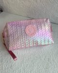metallic baby pink make up bag